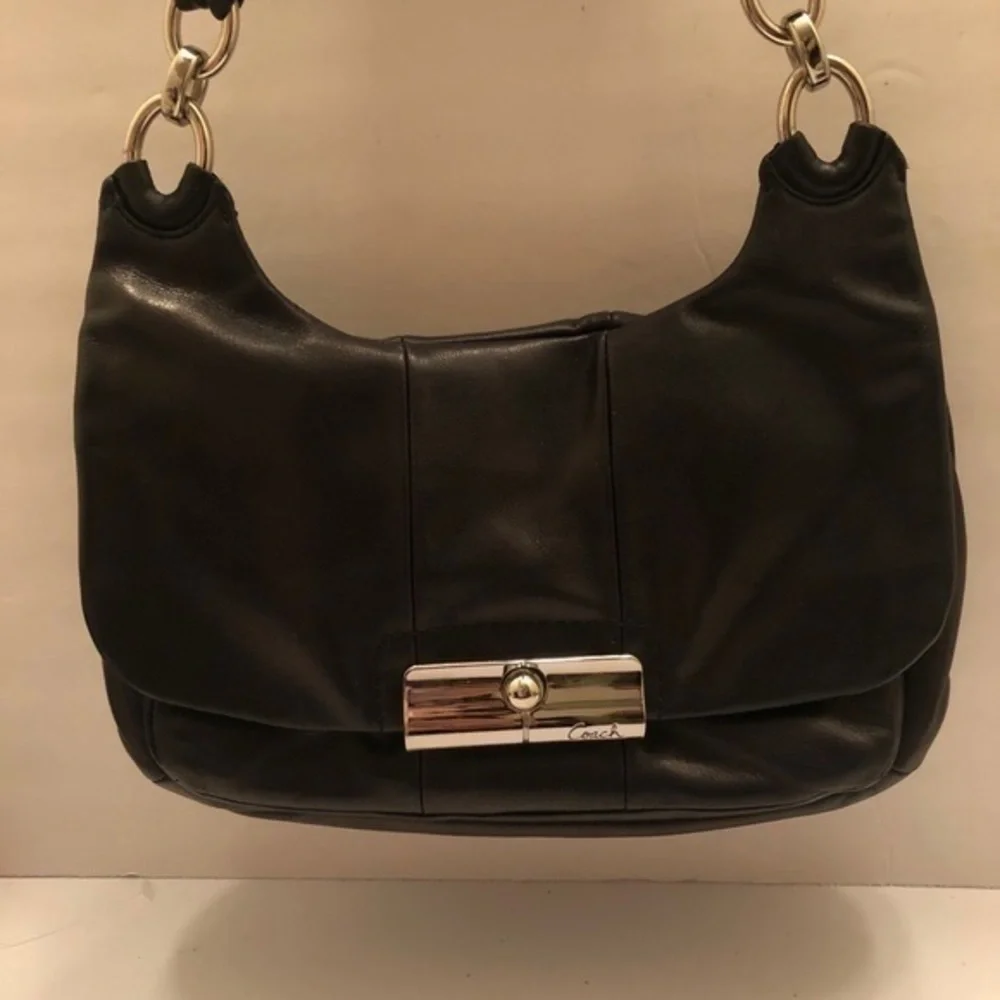 Coach Kirsten black leather flap shoulder bag